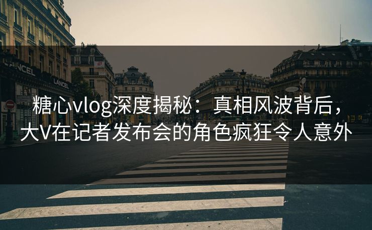 糖心vlog深度揭秘：真相风波背后，大V在记者发布会的角色疯狂令人意外