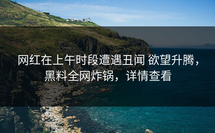 网红在上午时段遭遇丑闻 欲望升腾，黑料全网炸锅，详情查看
