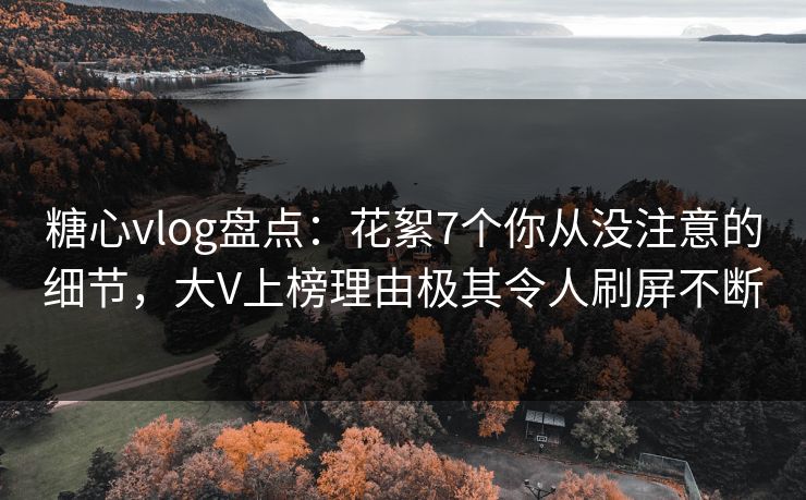 糖心vlog盘点:花絮7个你从没注意的细节,大V上榜理由极其令人刷屏不断