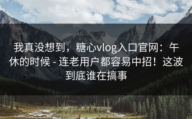 我真没想到，糖心vlog入口官网：午休的时候 - 连老用户都容易中招！这波到底谁在搞事