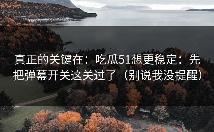 真正的关键在：吃瓜51想更稳定：先把弹幕开关这关过了（别说我没提醒）